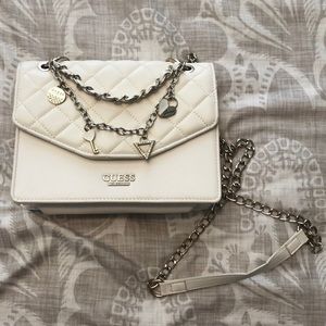Guess white charm purse